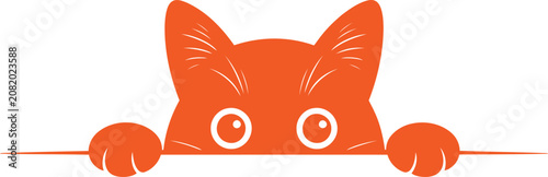 Foto Orange cat peeking over a surface with big eyes looking curiously around