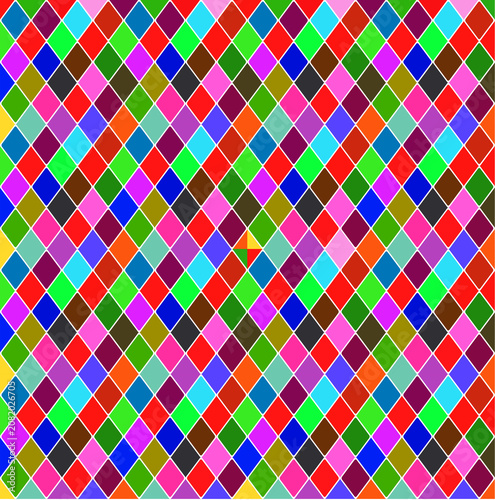 A modern and vibrant abstract background featuring colourful diamond-shaped geometric patterns separated by clean white borders. The design creates a stylish mosaic effect with bright gradient colours