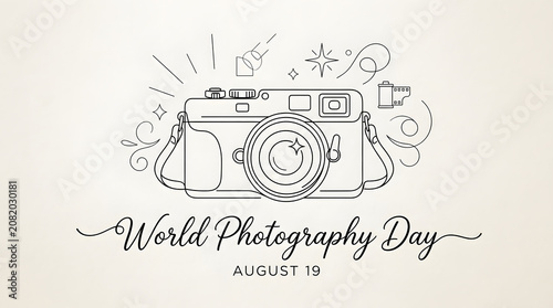 Minimalist line camera for day isolated on a transparent background
