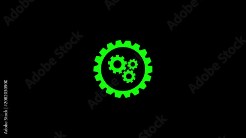 Green gear on black background gears cogs