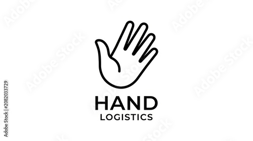 Minimalist outline icon depicting open hand palm shape isolated on solid white background.