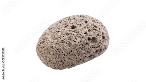 Fotografie Rough white porous pumice stone volcanic rock specimen isolated on transparent b