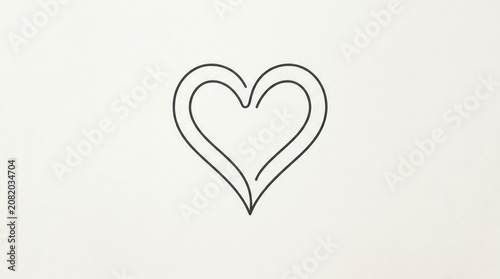 Simple line art heart symbol created with continuous stroke for modern brand identity.