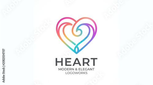Modern gradient heart logo with elegant colorful stroke design for creative businesses.
