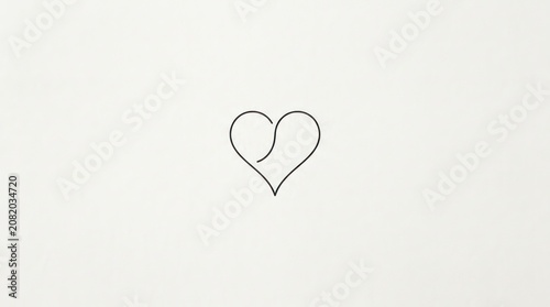 Minimalist continuous line art drawing of a single heart shape on white background.