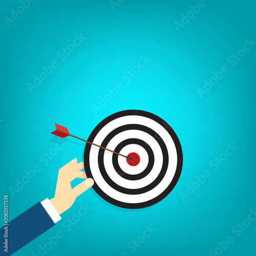 Business Target Achievement Concept with Bullseye Goal Success Strategy	