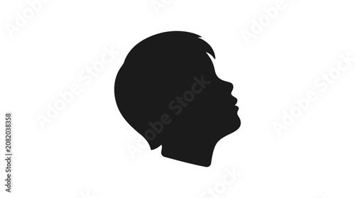 Bild auf Leinwand Silhouette Profile of a Child's Head Looking Up
