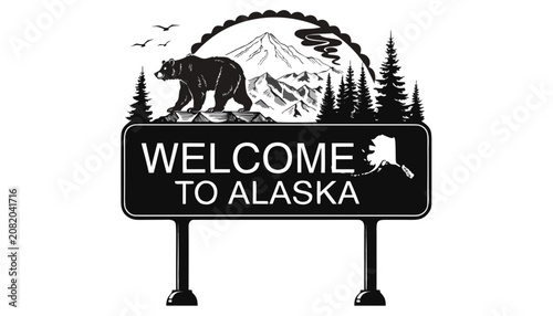Photography Very beautiful black and white realistic vector of a classic roadside welcome si