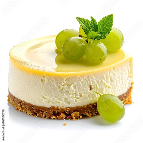 Fresh Grape Topped Cheesecake Slice on Crust.