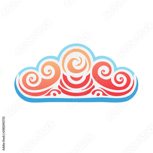 Colorful cloud with swirling wave patterns vector illustration