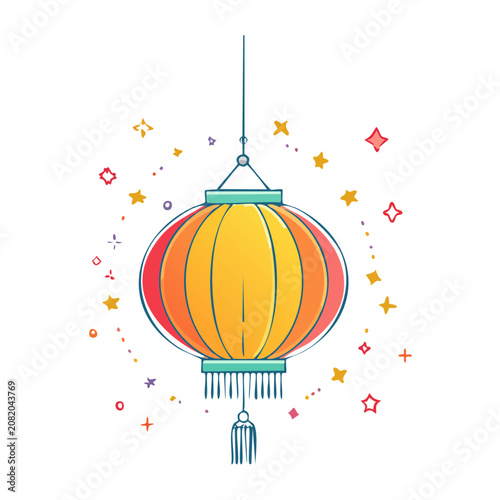 Colorful Paper Lantern with Tassel and Stars