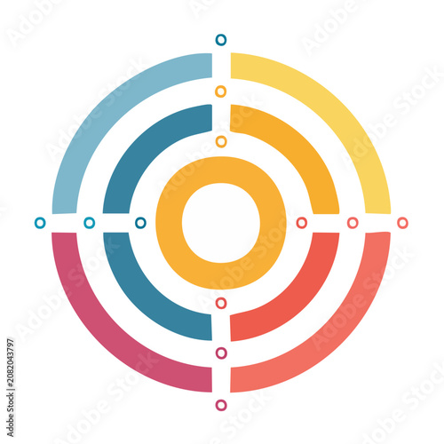 Colorful Radial Circular Diagram with Concentric Rings
