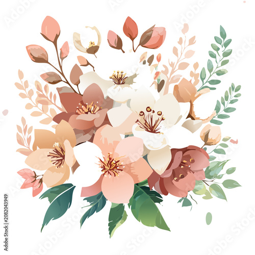 Flat illustration of a colorful flower bouquet