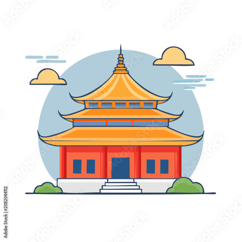 Traditional house flat illustration