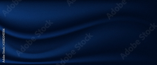 Silk satin fabric. Navy blue color. Abstract dark elegant background with space for design. Soft wavy folds. Drapery. Gradient. Light lines. Shiny. Shimmer. Glow.Template.vector eps10