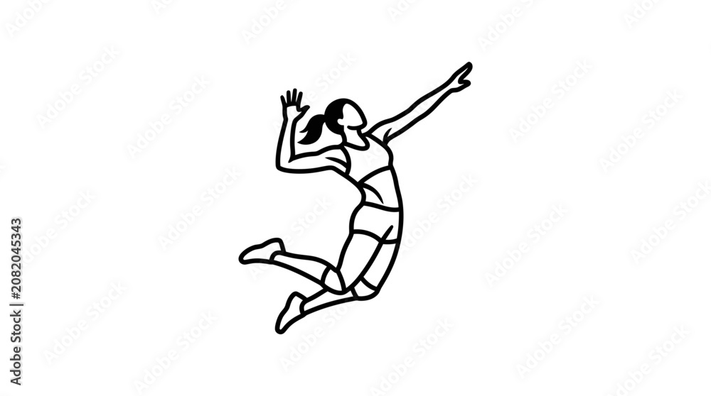 Fototapeta premium Volleyball Player Jumping Spike Action Silhouette