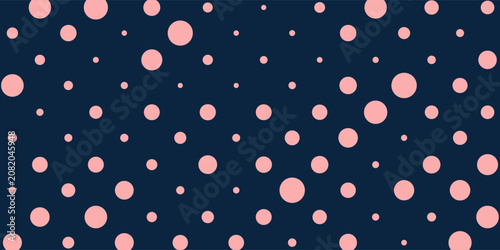 Dark blue and pink polka dots circle background for backdrop and wallpaper template. repeat seamless style design for fabric printing. eps 10