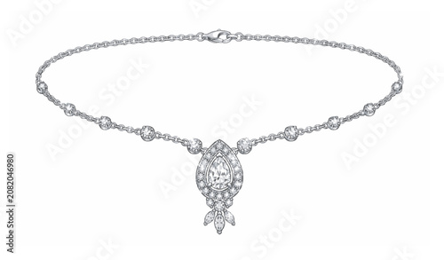 Elegant Diamond Necklace Jewelry Vector