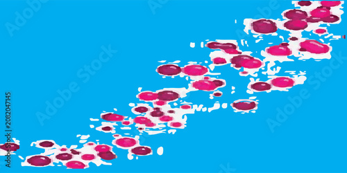 Floating Pink Petals On Bright Blue Water With Abstract Floral Reflection And Summer Vibes