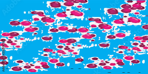 Floating Pink Petals On Bright Blue Water With Abstract Floral Reflection And Summer Vibes