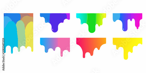 Fotografija Colorful Dripping Paint Effects Gradient Vector Illustration On White Background