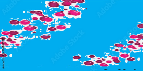 Floating Pink Petals On Bright Blue Water With Abstract Floral Reflection And Summer Vibes
