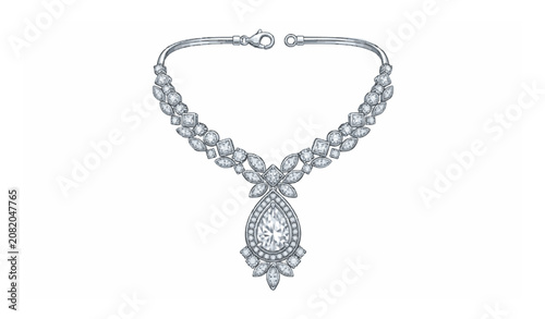 Premium Diamond Necklace Jewelry Vector Illustration
