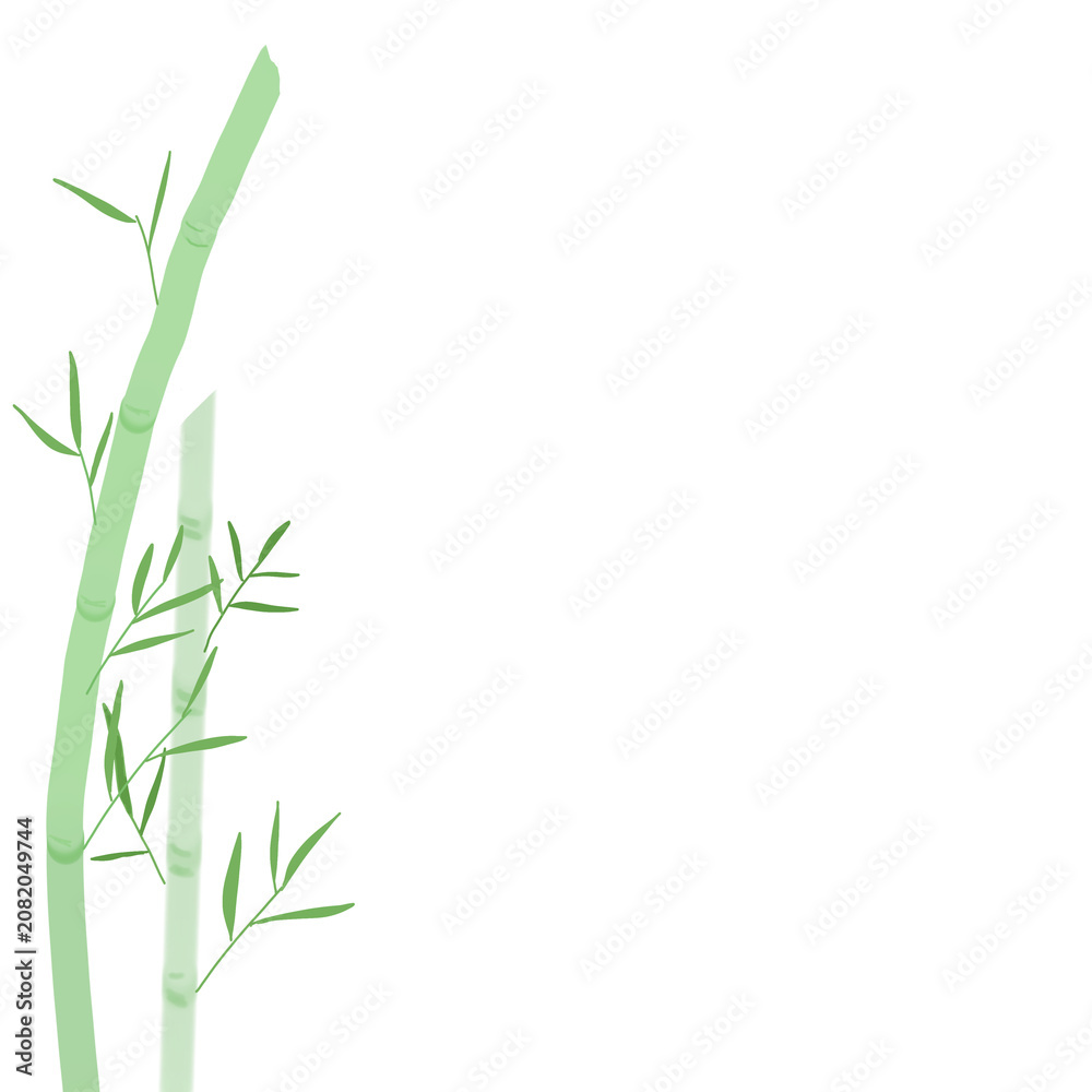 Naklejka premium Bamboo Border Frame with Green Leaves Isolated on Transparent Background