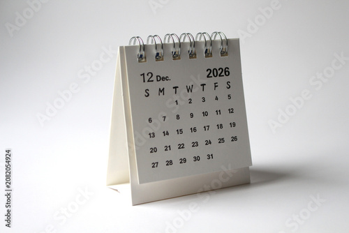Monthly calendar template for the new year 2026 desk calendar,isolated on white background.