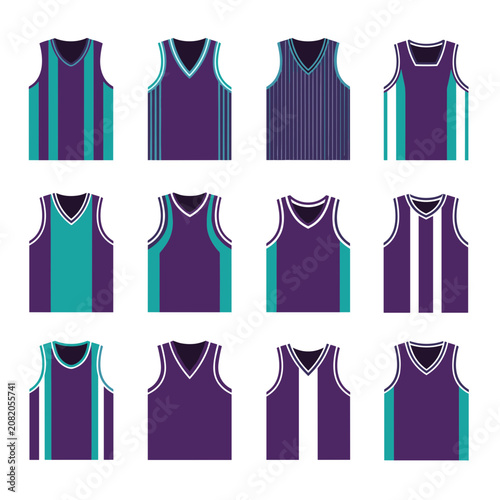 Purple and teal basketball jersey uniform design templates