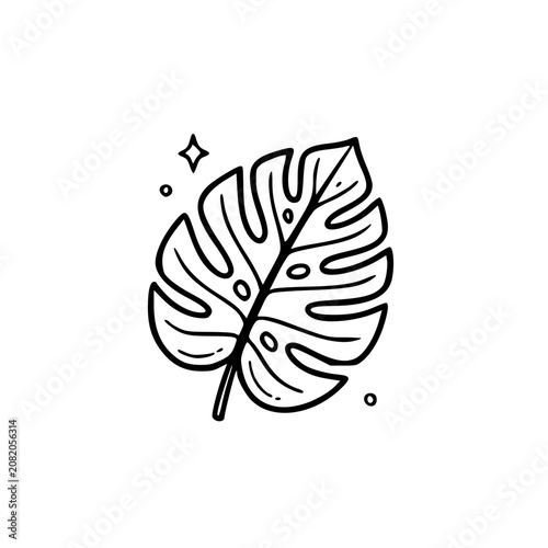 Monstera Tropical Leaf Botanical Nature Illustration