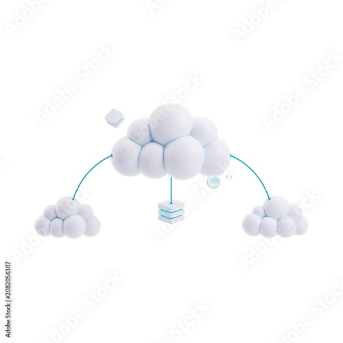 3D Cloud Computing Network Concept with Data Connections and Server.