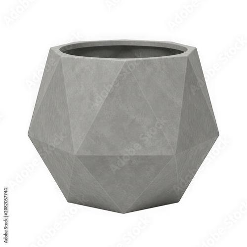 Modern Geometric Concrete Planter With Unique Faceted Design Shape transparent background