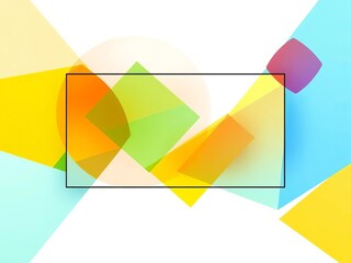 Geometric shapes on a white background, framed by a thin black border, modern, shape