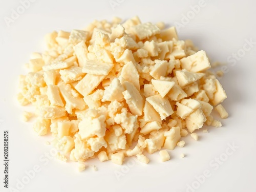 Creamy aged pecorino cheese blended with fresh white cheese on a clean white background, cheese, natural