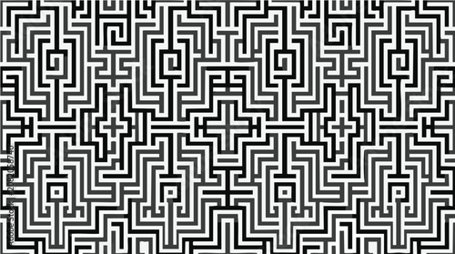 Vászonkép A complex maze pattern fills the frame with black lines on white background