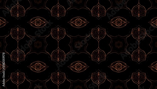 A seamless pattern of interconnected golden lines on a dark background