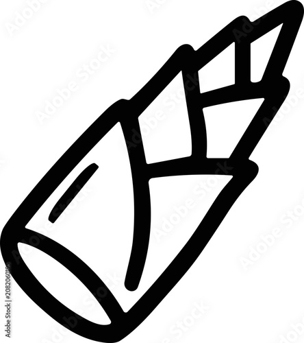 Bild auf Leinwand Hand-drawn illustration of a single bamboo shoot, minimalist sketch