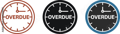 Schilderij op canvas Clock faces feature the word overdue to represent time management issues in a professional environment