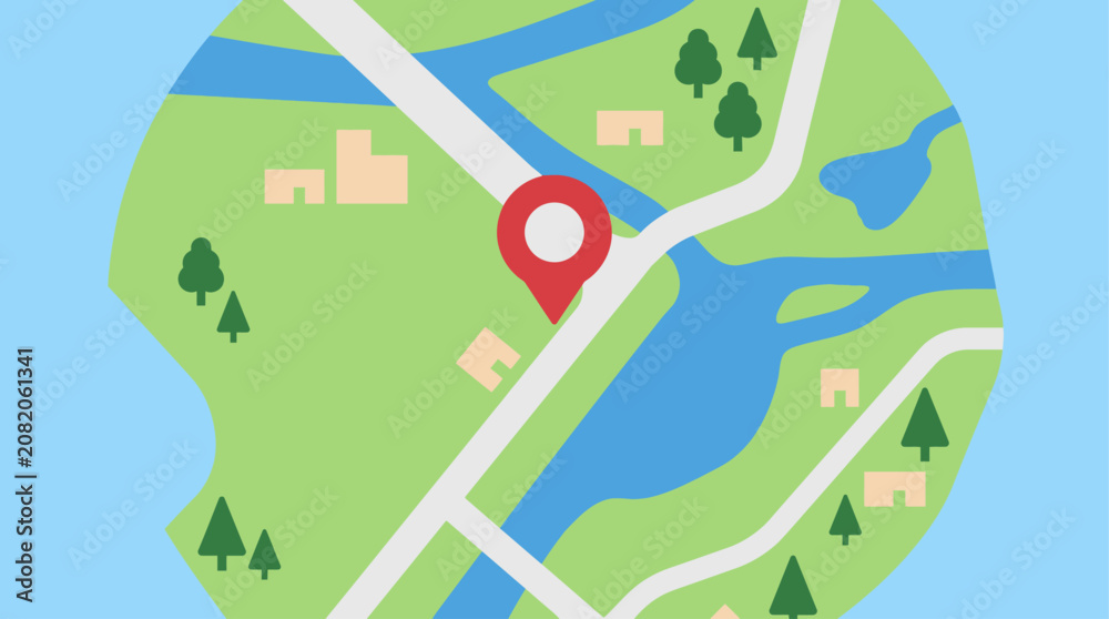 Obraz premium A map with a red location pin.