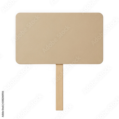 Blank wooden signboard with stand for information display purposes transparent background