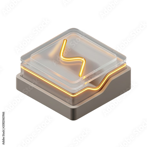Abstract geometric shape with golden glowing line