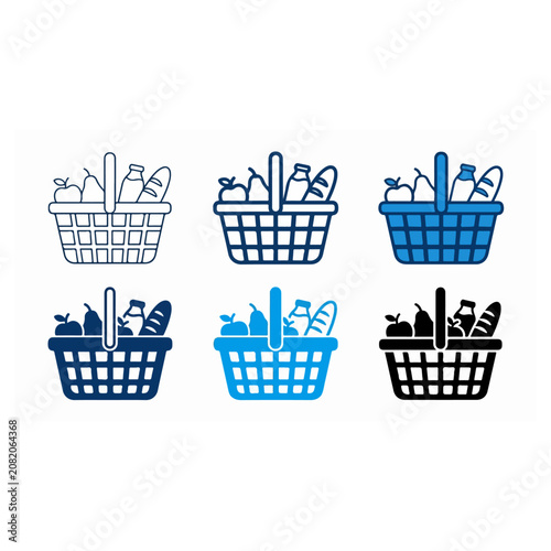 Shopping basket filled with healthy food grocery items vector shopping supermarket vector