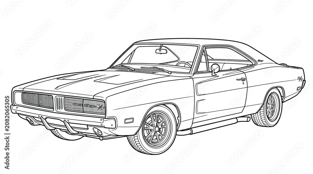 Fototapeta premium vintage car sketch