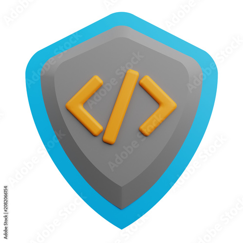 3D Shield with Code Brackets