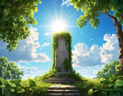 Stone monument, steps, nature
