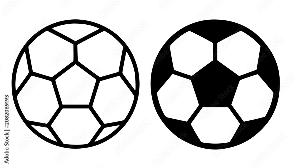 Naklejka premium Minimalist soccer ball icon in outline and silhouette design