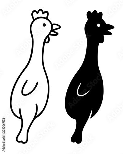 Canvastavla Minimalist rubber chicken icon in outline and silhouette design