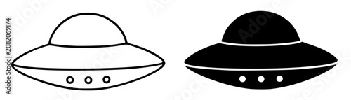 Konstfotografi Minimalist ufo icon in outline and silhouette design