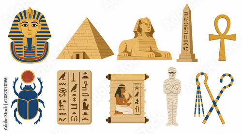 Foto Ancient Egyptian Symbols and Artifacts Collection.
